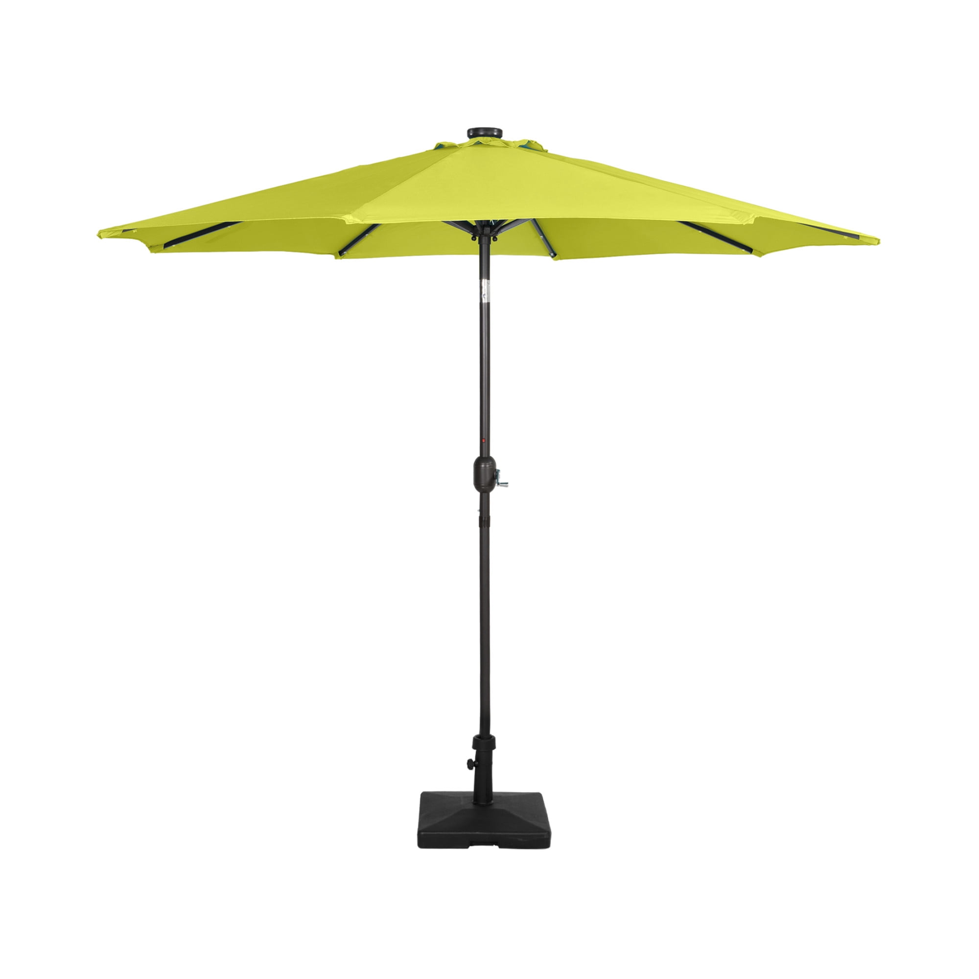 9 ft Patio Solar LED Market Umbrella with Square Concrete Base, Lime Green