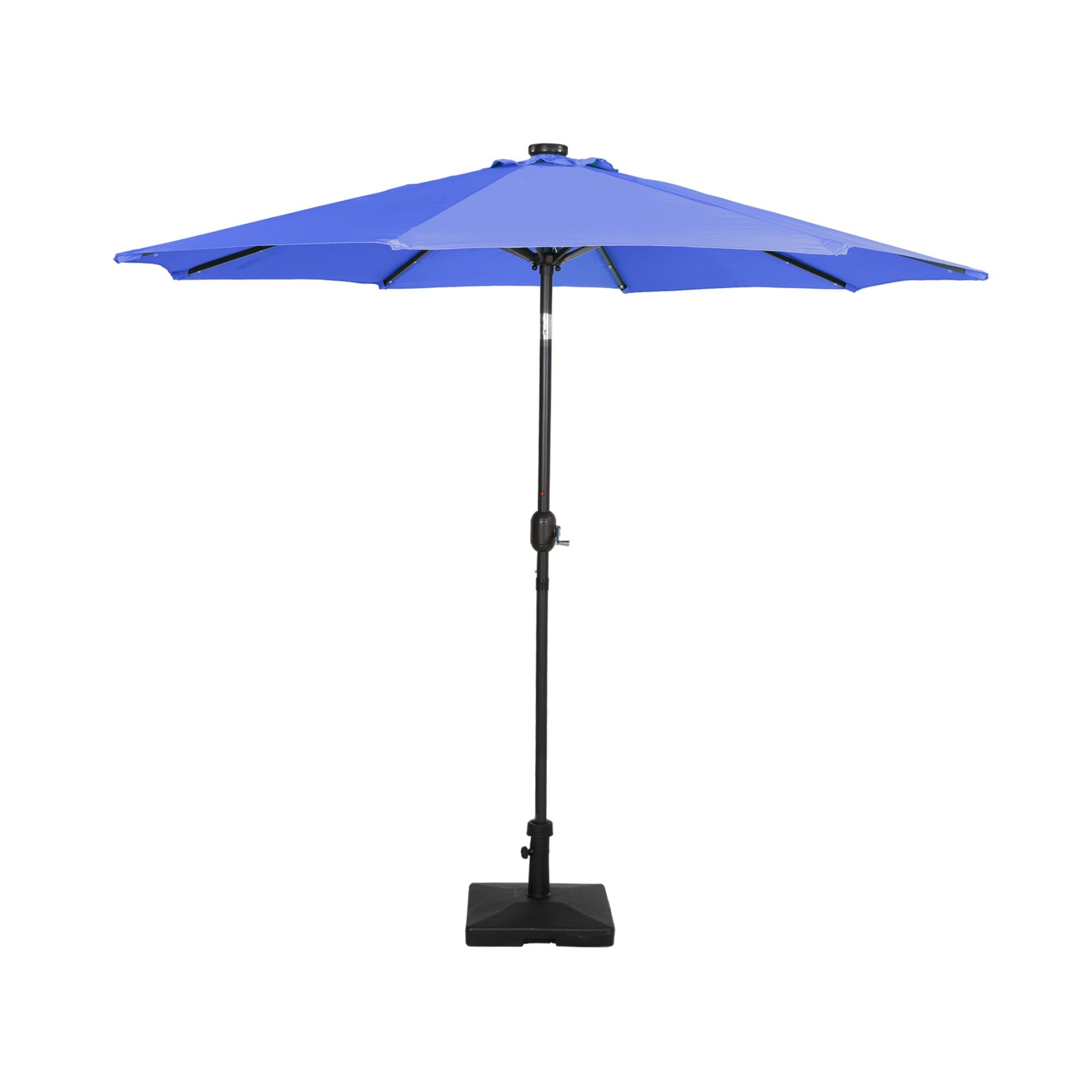 9 ft Patio Solar LED Market Umbrella with Square Concrete Base, Royal Blue