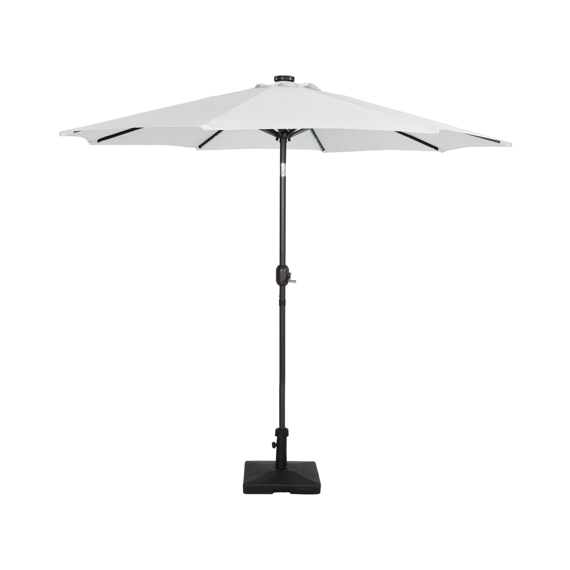 9 ft Patio Solar LED Market Umbrella with Square Concrete Base, White