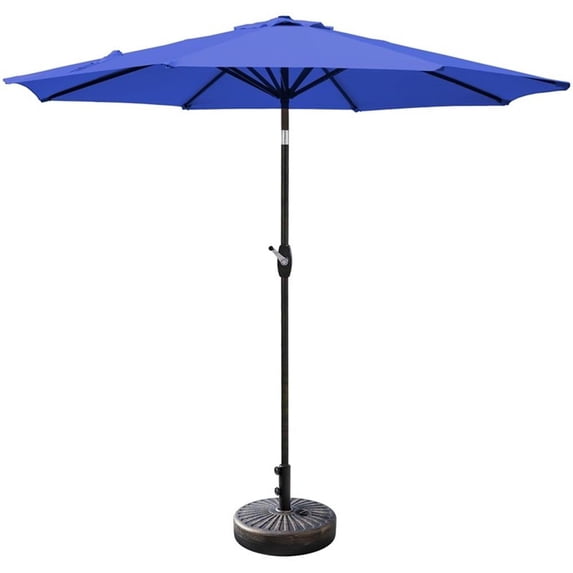 9 ft. Patio Table Market Umbrella with Round Bronze Free Standing Base