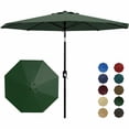 thumbnail image 1 of 9 ft Patio Umbrella,8 Ribs Outdoor Market Table Umbrella with Crank Lift Push Button Tilt,Dark Green, 1 of 6
