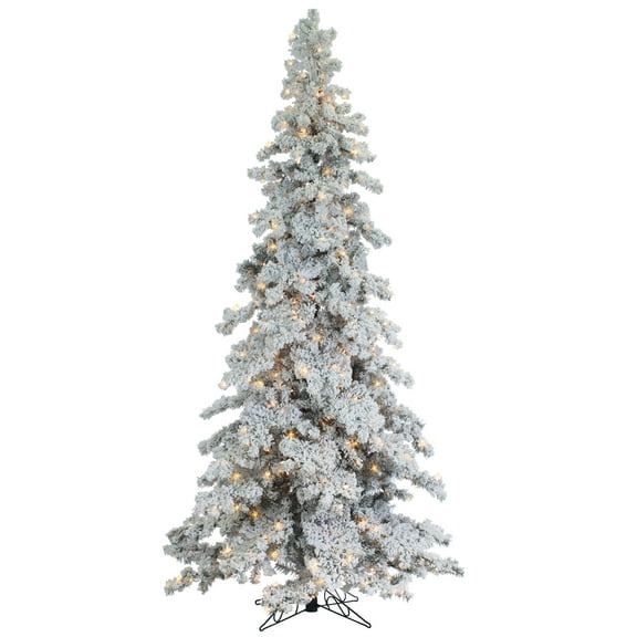 9 ft. Pre Lit Clear Incandescent Heavy Flocked Layered Spruce