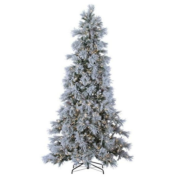 9 ft. Pre-Lit Lightly Flocked Snowbell Pine Christmas Tree with 900 Twinkling Lights, Green