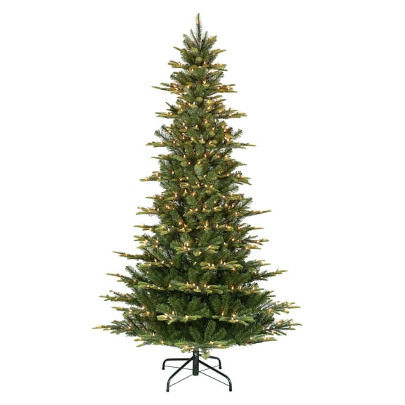 9 ft Pre-lit Slim Aspen Fir Tree 700 UL Clear Incandescent Lights On/Off Foot Pedal