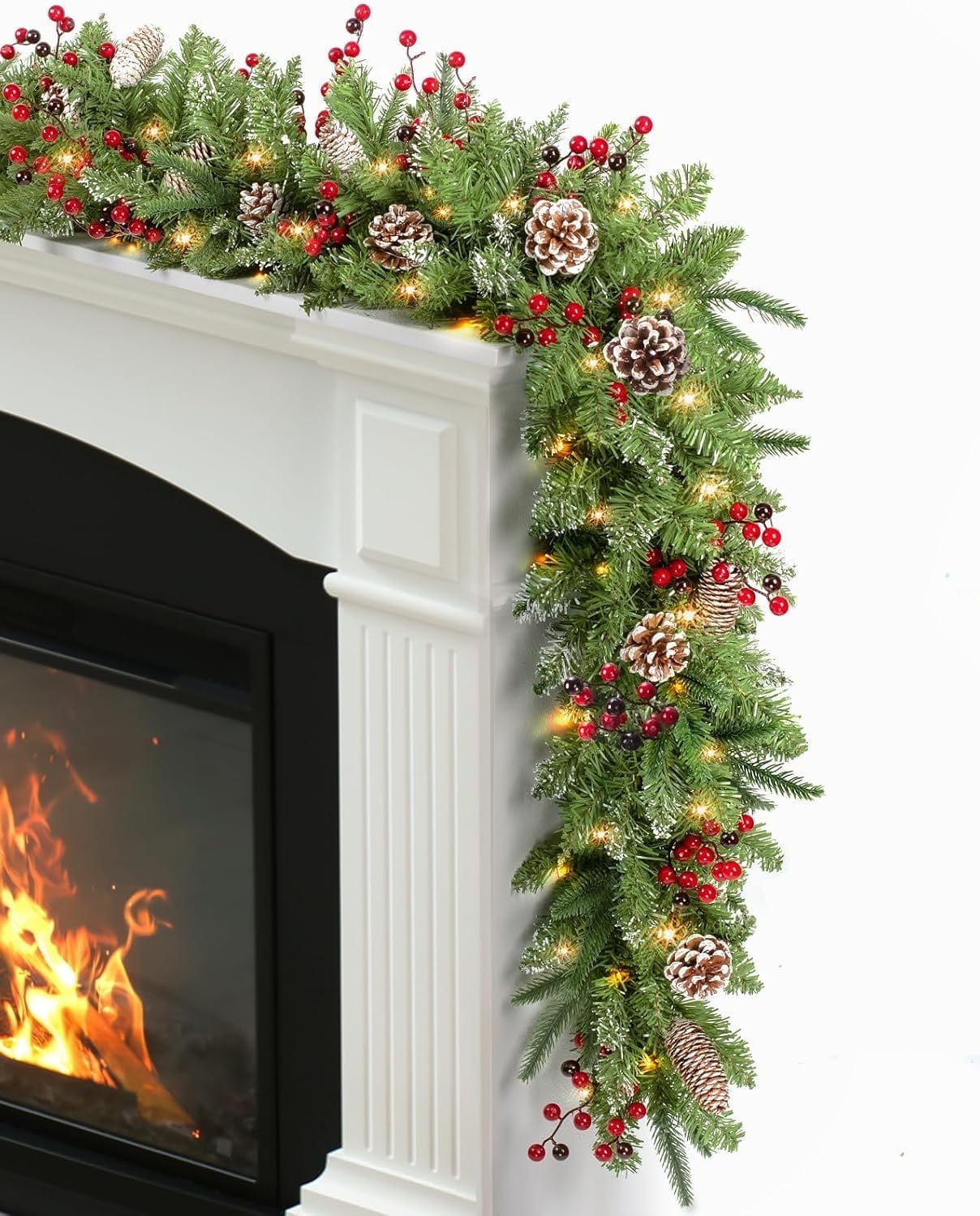 9 ft Prelit Christmas Garlands with 100 Lights Battery Operated Timer 8