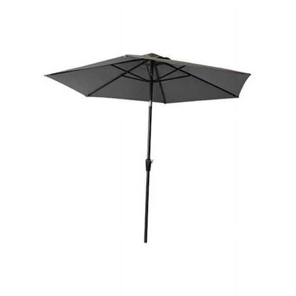9 ft. Round Sling Fabric Campton Hills Market Umbrella, Gray & Brown