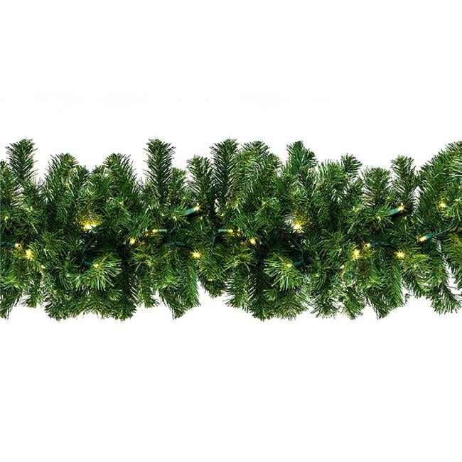 Sequoia Fir 9 ft Pre-Lit Artificial Garland with Warm White LED Lights