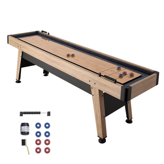 9 ft Shuffleboard Table Scratch Resistant Playfield Pedestal Family Game Table for Indoor Game Room Basement