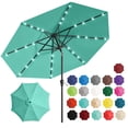 thumbnail image 1 of 9 ft Solar Umbrella 32 LED Lighted Patio Umbrella Table Market Umbrella with Tilt and Crank Outdoor Umbrella for Garden, Deck, Backyard, Pool and Beach (Navy Blue), 1 of 7