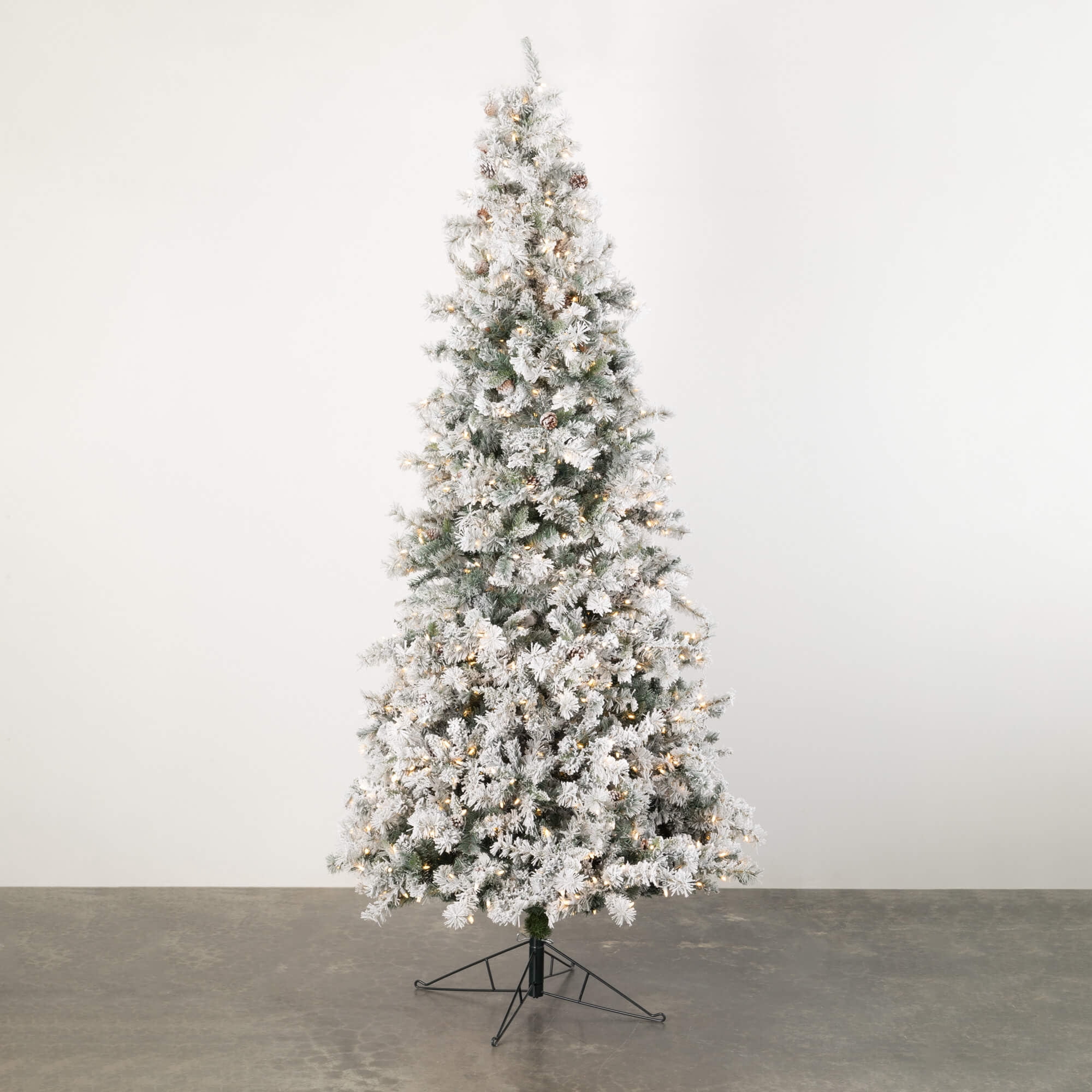 9 ft. Sullivans Artificial Lightly Flocked Pre-Lit Christmas Tree, Green-White