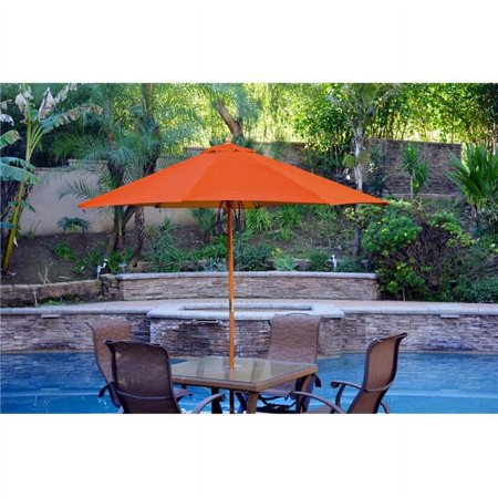 9 ft. Wood Market Umbrella, Orange
