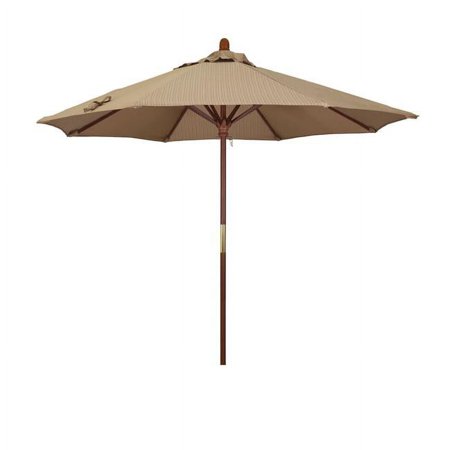 9 ft. Wood Market Umbrella Pulley Open Marenti Wood-Olefin-Terrace Sequoia