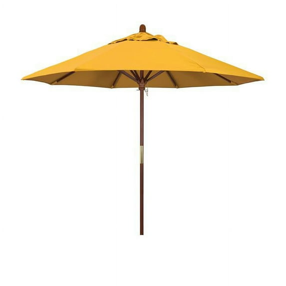 9 ft. Wood Market Umbrella Pulley Open Marenti Wood-Pacifica-Yellow