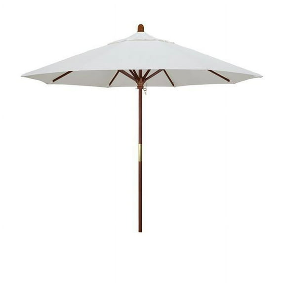 9 ft. Wood Market Umbrella Pulley Open Marenti Wood-Sunbrella-Natural