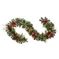 thumbnail image 1 of 9 ft Woodmoore Battery Operated Mixed Pine LED Pre-Lit Artificial Christmas Garland with Timer, 1 of 1