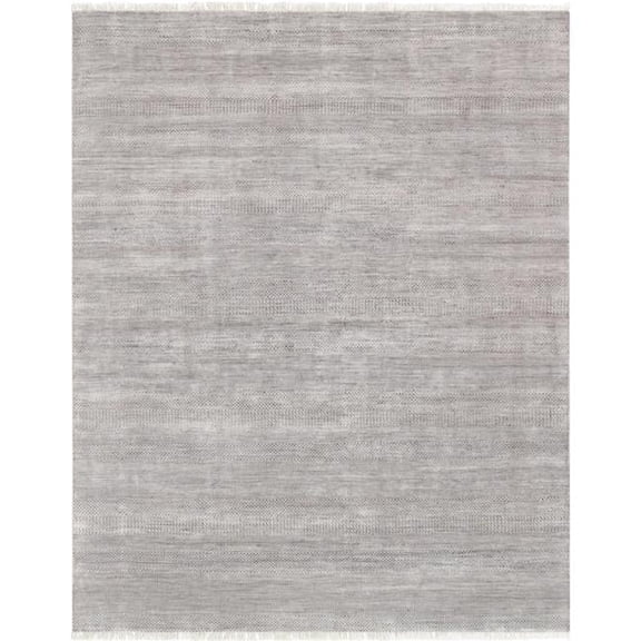 9 ft. X 12 ft. 2 in. Transitiona Collection Hand-Knotted Bsilk & Wool Area Rug - Silver