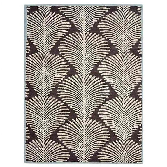 9 ft. x 12 ft. Hand Tufted Floral Wool Area Rug, Brown & Beige