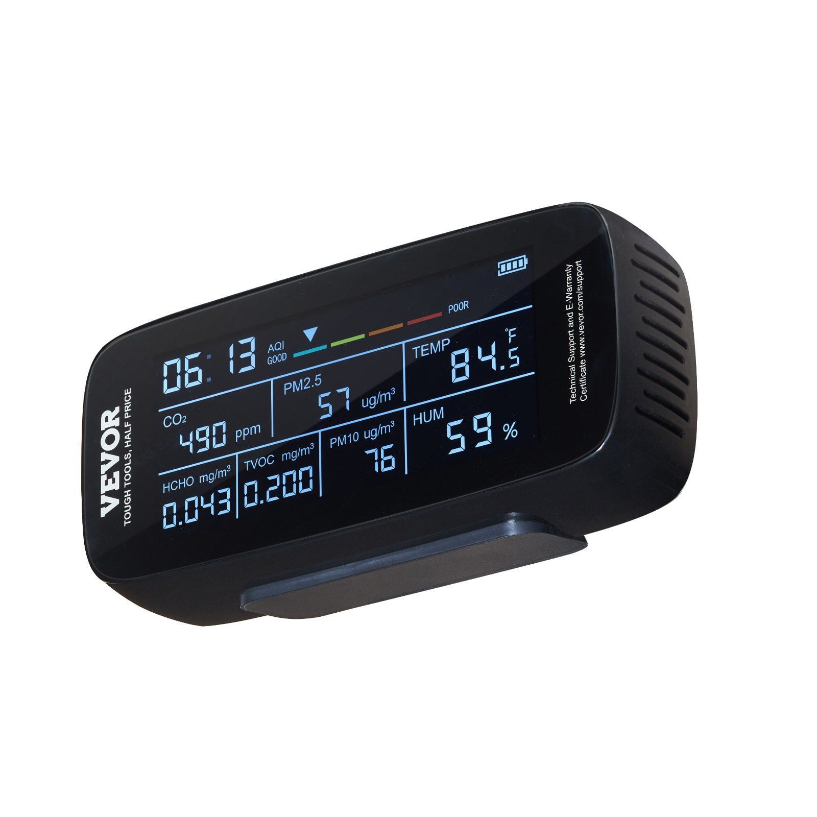 9-in-1 Air Quality Monitor with CO2, Temperature, Humidity, Formaldehyde, TVOC, AQI, PM2.5 PM10 PM1.0 Sensor for Indoor/Outdoor Use, Alarm Function