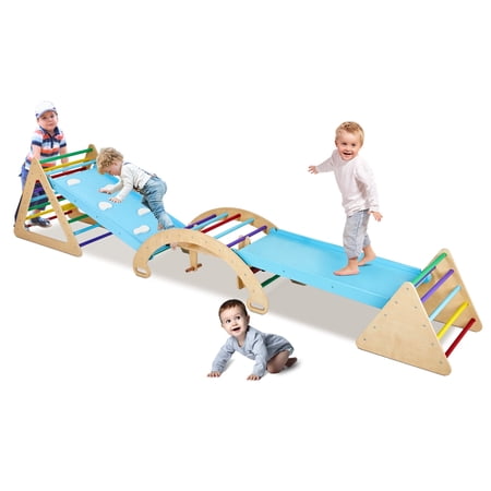 GOME 9-in-1 Climbing Triangle Set with Detachable Arch, Indoor Playground Gym for Toddlers