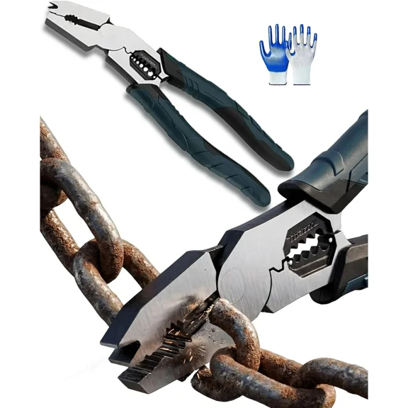 9-in-1 Heavy-Duty Cutting Pliers with High-Leverage Design Industrial-Grade Multi-Function Tool, Nail Puller for Thick Steel Wire Ropes, Iron Wires & Cables