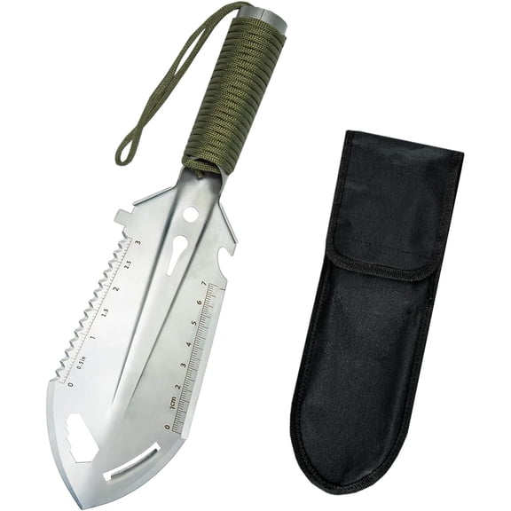 9-in-1 Multi-Function Shovel | Ultralight Portable Backpack Shovel | Silver Multi-Functional Outdoor Tool (Suitable for Camping, Hiking, Gardening and Survival)
