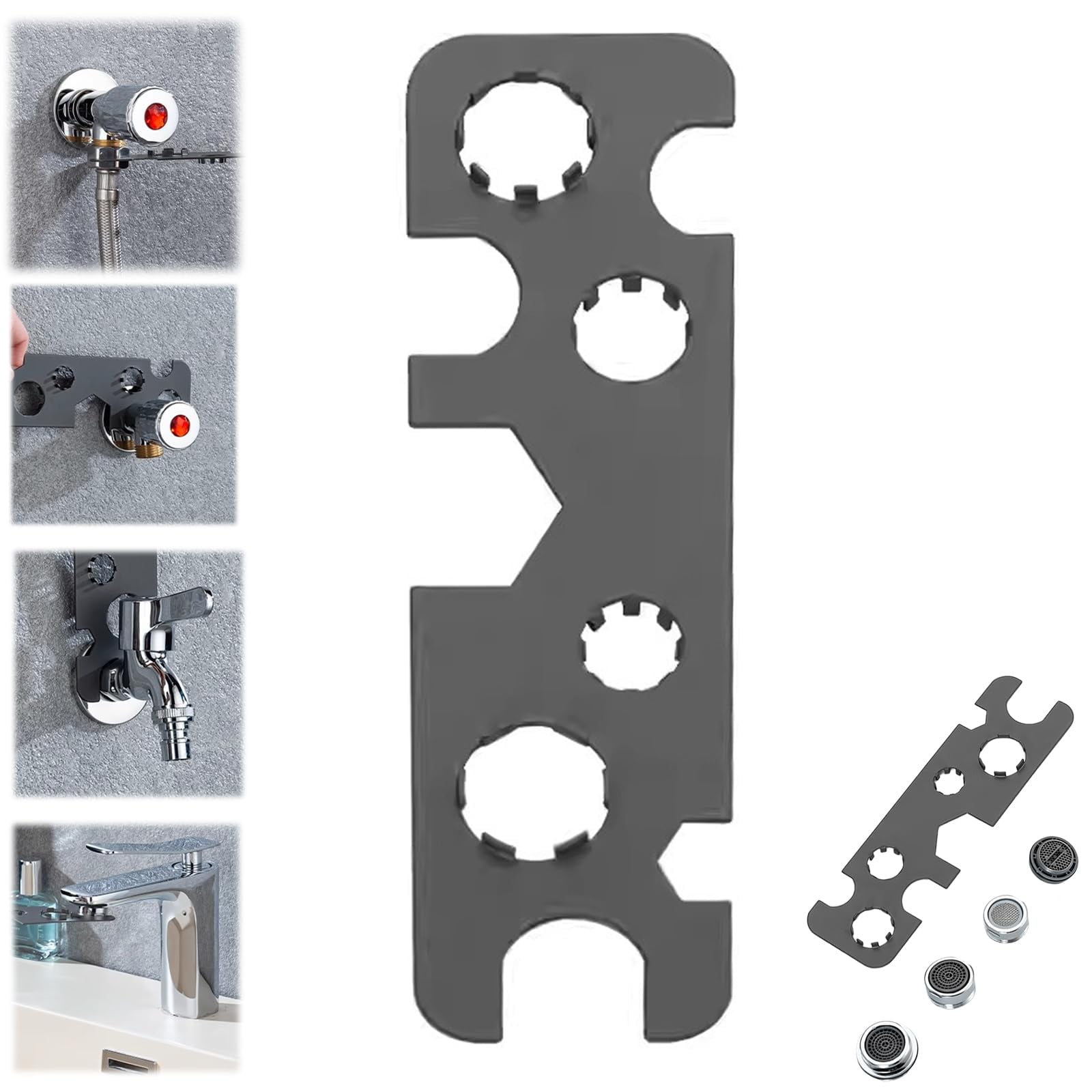 2-1/2 Inch Basin Faucet And Sink Installer, 8 In 1 Multi-purpose Wrench Plumbing Tool For Toilet Bowl Bathroom Basin Red Combination Spanner