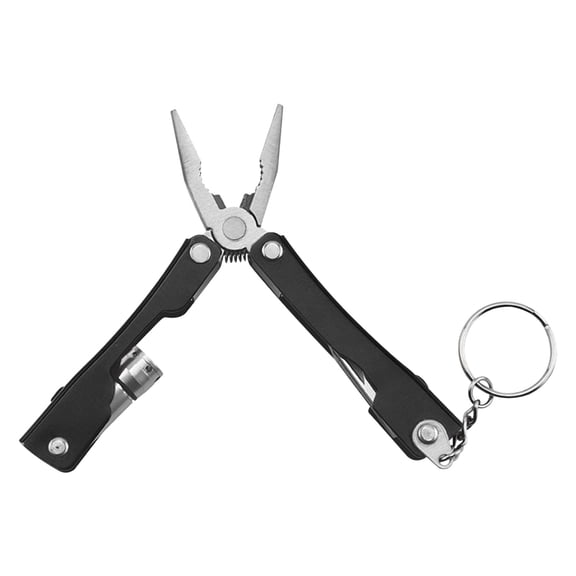 9-in-1 Multifunctional Stainless Steel Pliers with LED Flashlight for Outdoor Camping, Hiking, Fishing, and Home Use Black