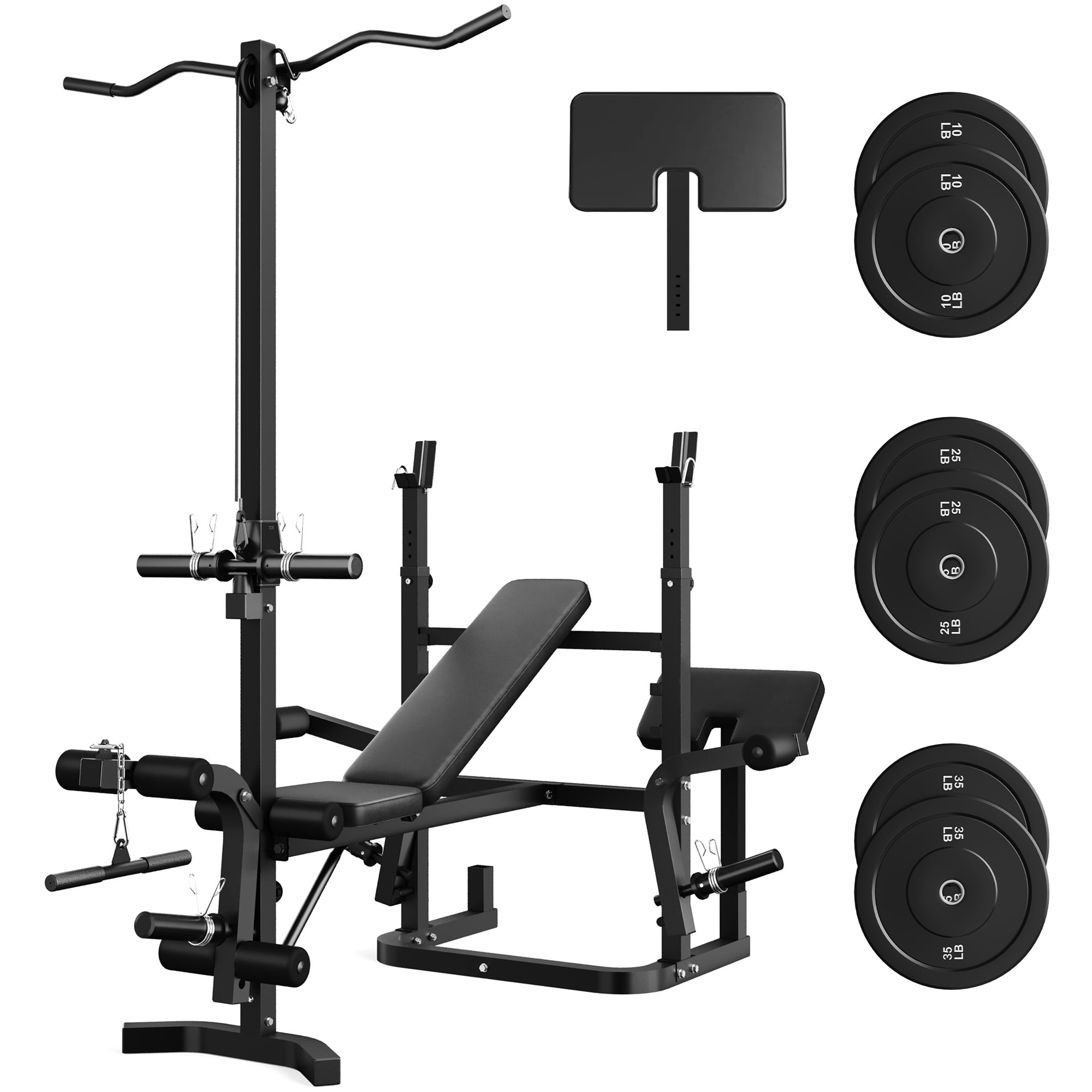 9-in-1 Olympic Weight Bench, 900LBS Capacity Adjustable Bench Press with Leg Extension, Preacher Curl & Lat Pulldown, Home Gym Strength Equipment