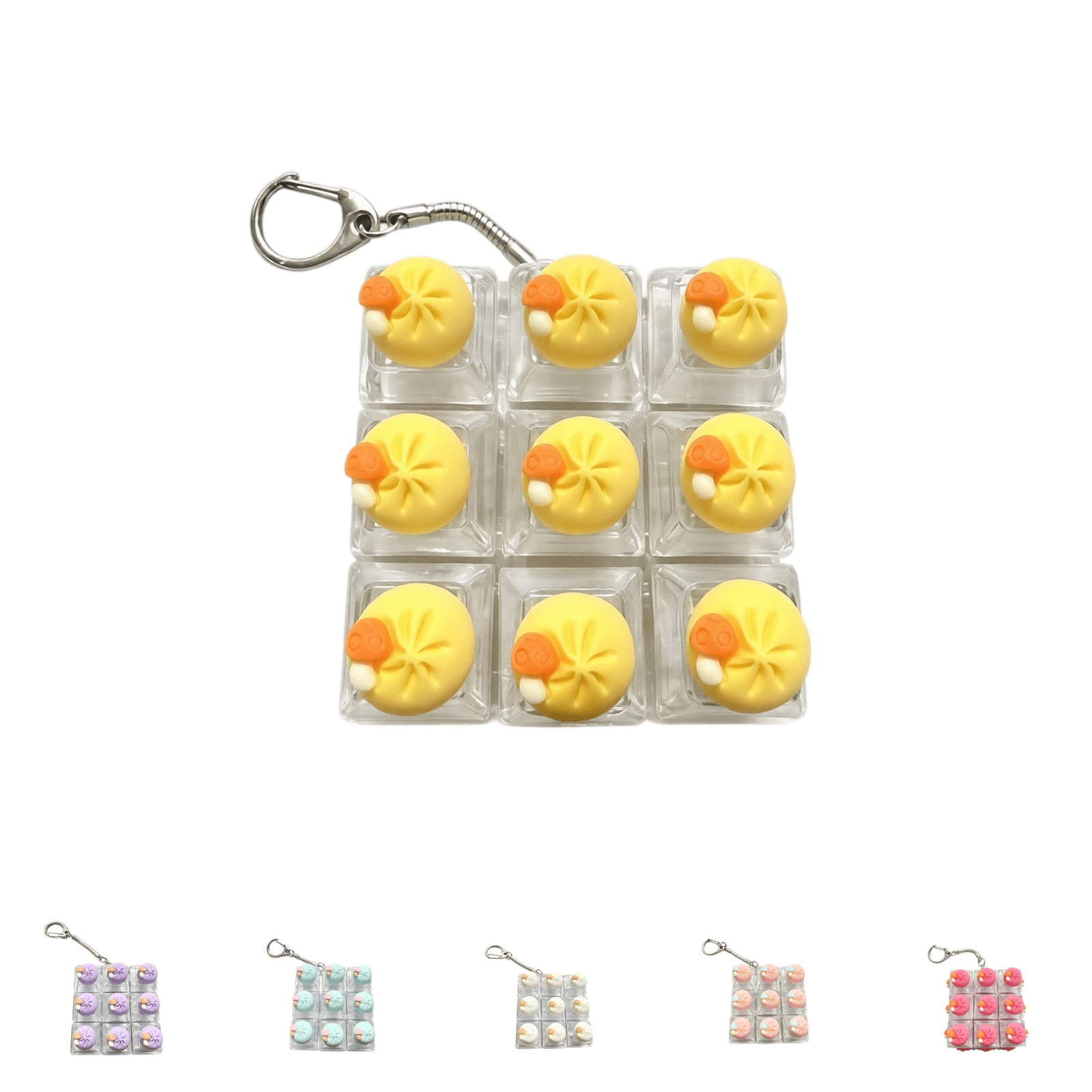 Fidget Button Key Chain 9-in-1 Sound Keyboard Fidget Toy,Cute Dumpling Clicker Keychain,Mix ...