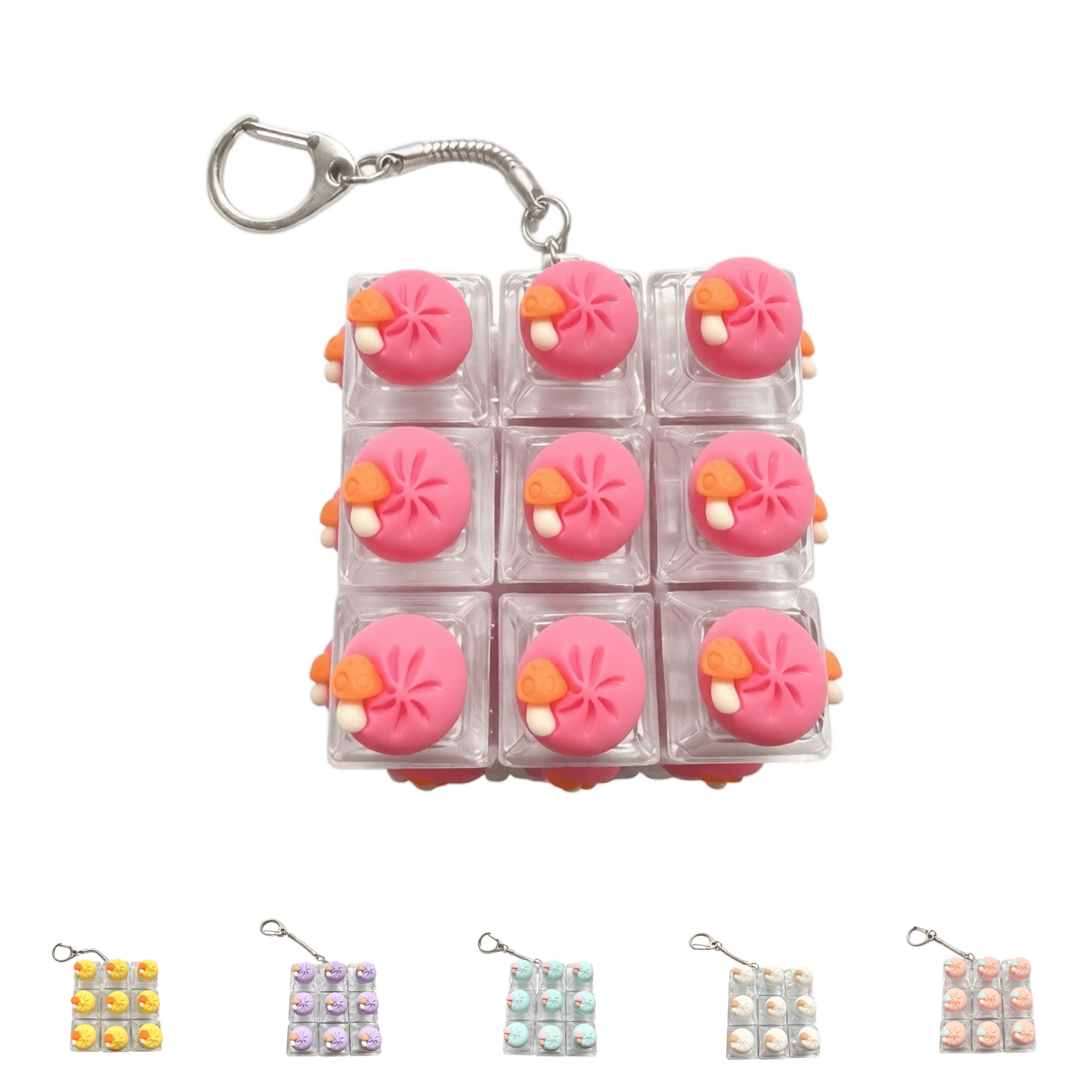 Fidget Button Key Chain 9-in-1 Sound Keyboard Fidget Toy,Cute Dumpling Clicker Keychain,Mix ...