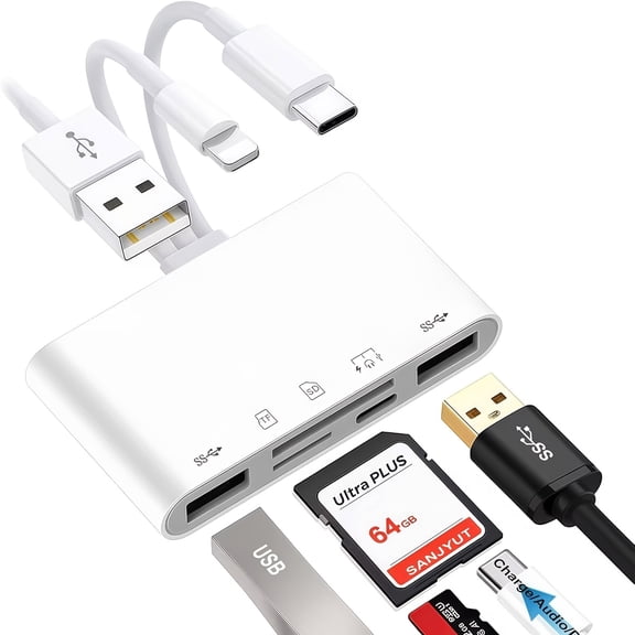 9-in-1 USB-C OTG Adapter with SD/Micro SD Card Reader, USB-C to A, PD Fast Charging for iPhone, iPad, Android, PC, Laptop