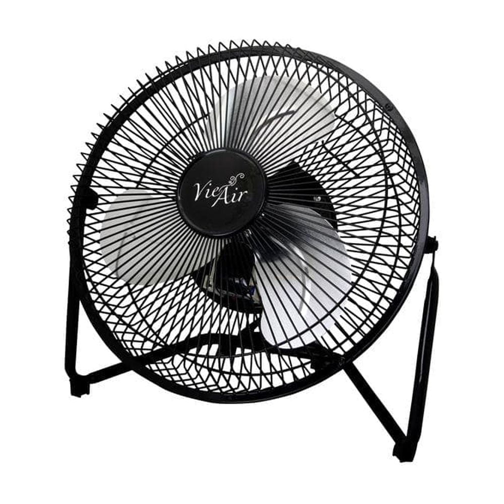 Compact 9" Black Metal High-Velocity Desk & Floor Fan with 3-Speed Tilt Control