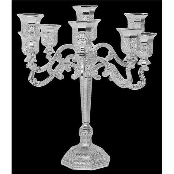 9 in. 9 Light Silver Plated Filigree Candelabra