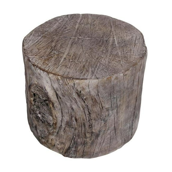 9 in. Cement Stool Table - Tree Stump Design, Round Top, Classic Brown