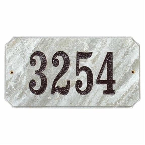 9 in. Executive Cut Corner Rectangle Quartzite Stone Color Solid Granite Address Plaque