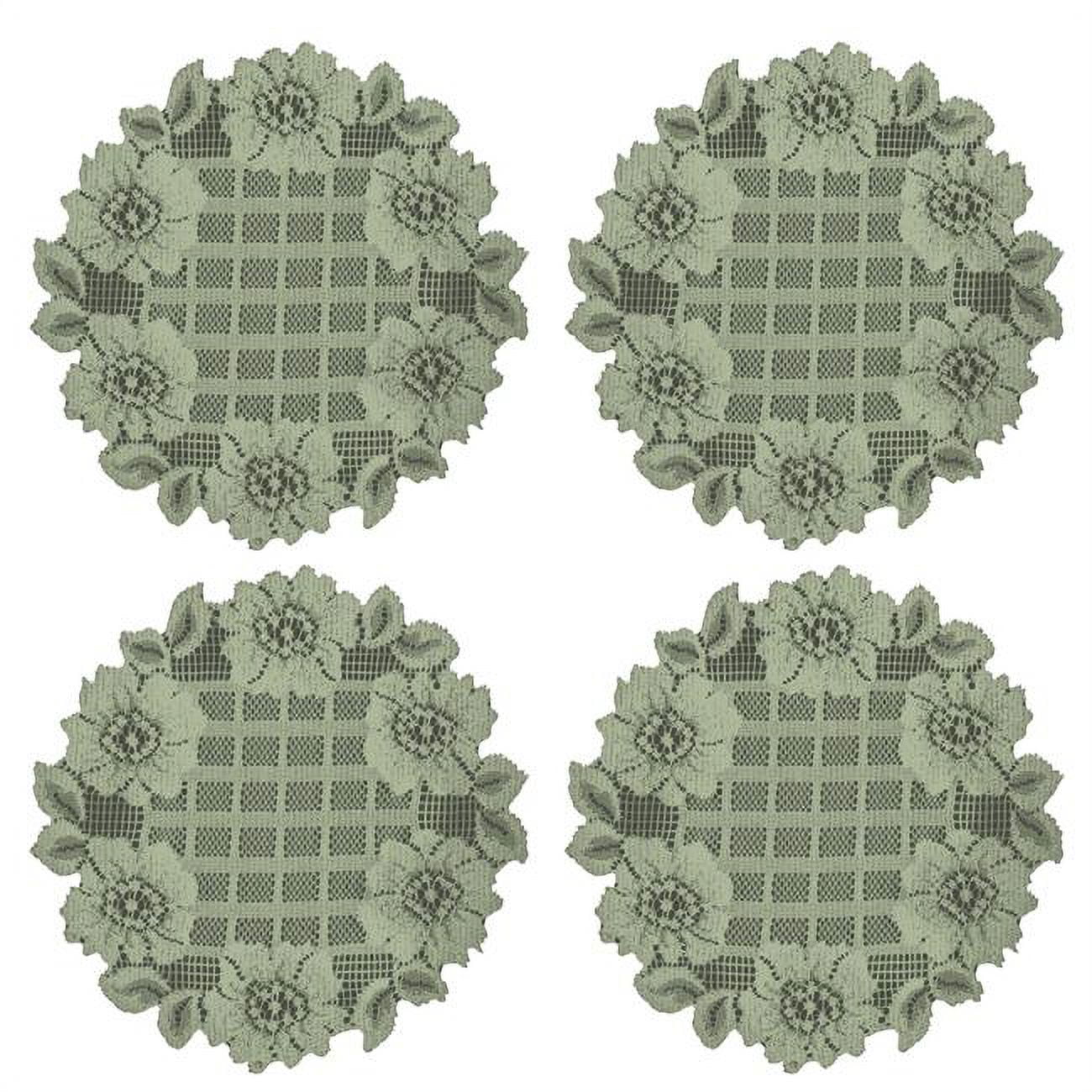 Fern Green Floral Trellis Round Lace Doilies, 9-inch, Set of 4