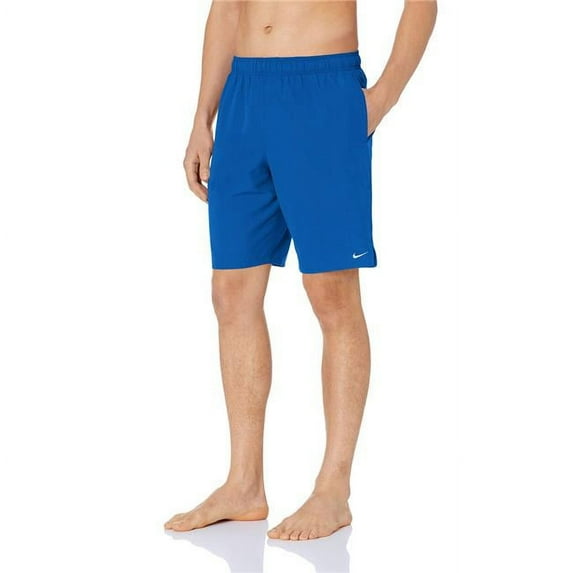 9 in. Mens Solid Lap Volley Short Swim Trunk, Game Royal White - Extra Large