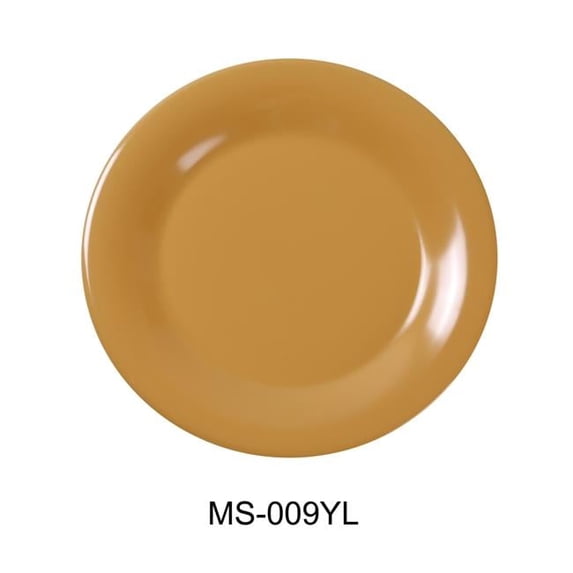 9 in. Mile Stone Wide Rim Round Plate, Yellow - Pack of 24