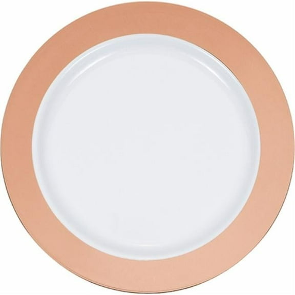 9 in. Rose Gold Rim Plastic Dinner Plates - 120 Count