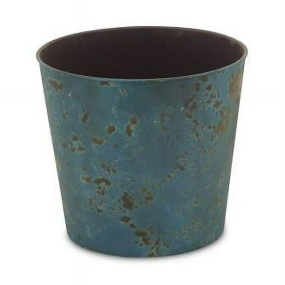 9 in. Round Tapered Recycled Plastic Planter, Rustic Blue