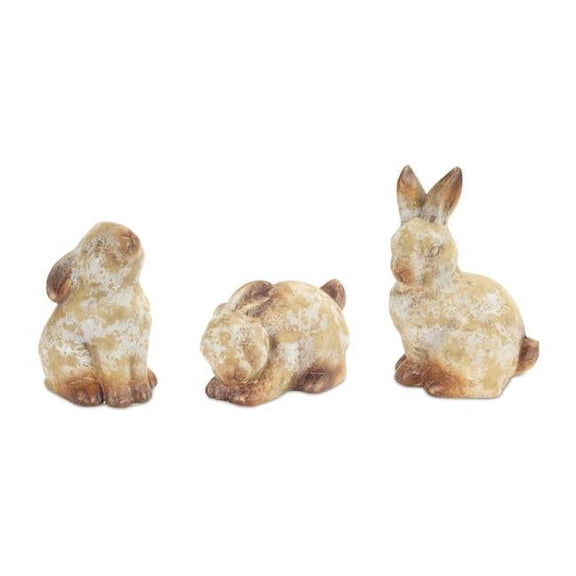 9 in. Terracota Rabbit Figurine, Grey & Brown - Set of 6