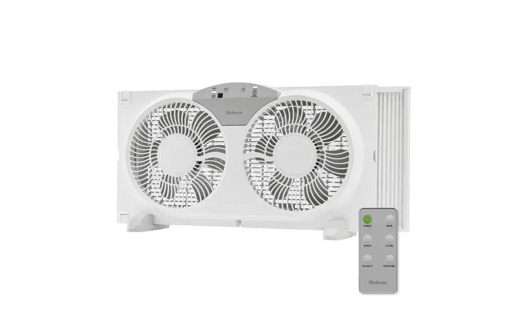 White Twin-Blade Digital Window Fan with Remote Control