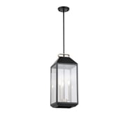 9 in. W 3-Light Matte Black Finish Clear Glass Lantern Pendant Light