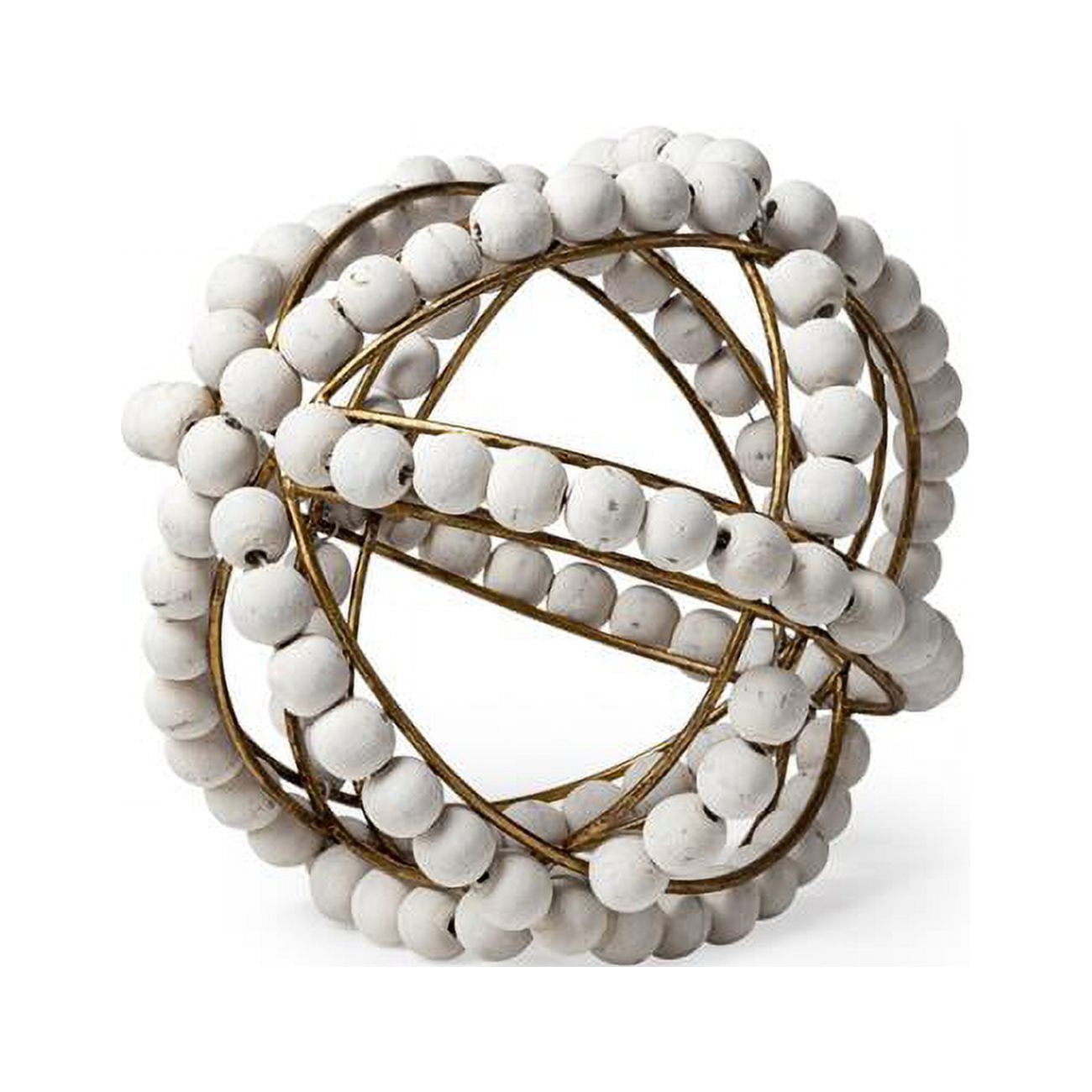 9 in. Wooden Bead & Gold Orb Sculpture, White - Walmart.com