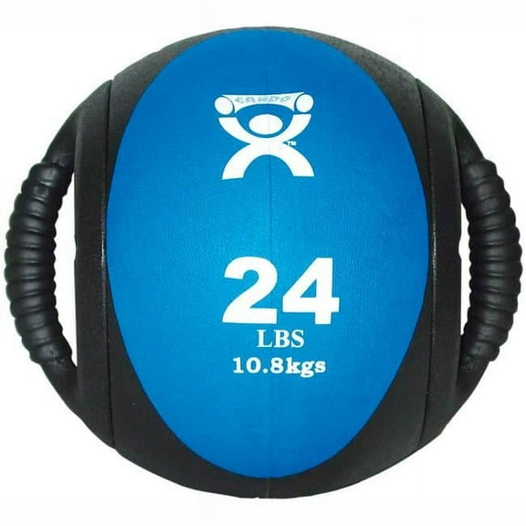 9 in. dia. 24 lbs CanDo Dual-Handle Medicine Ball, Blue