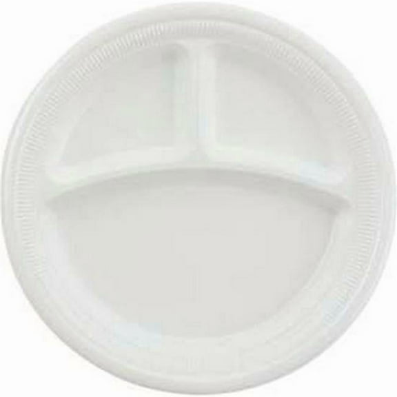 9 in. dia. Dart SCCRS9CYW 3-Comp Laminated Foam Plates, White - 500 per Case