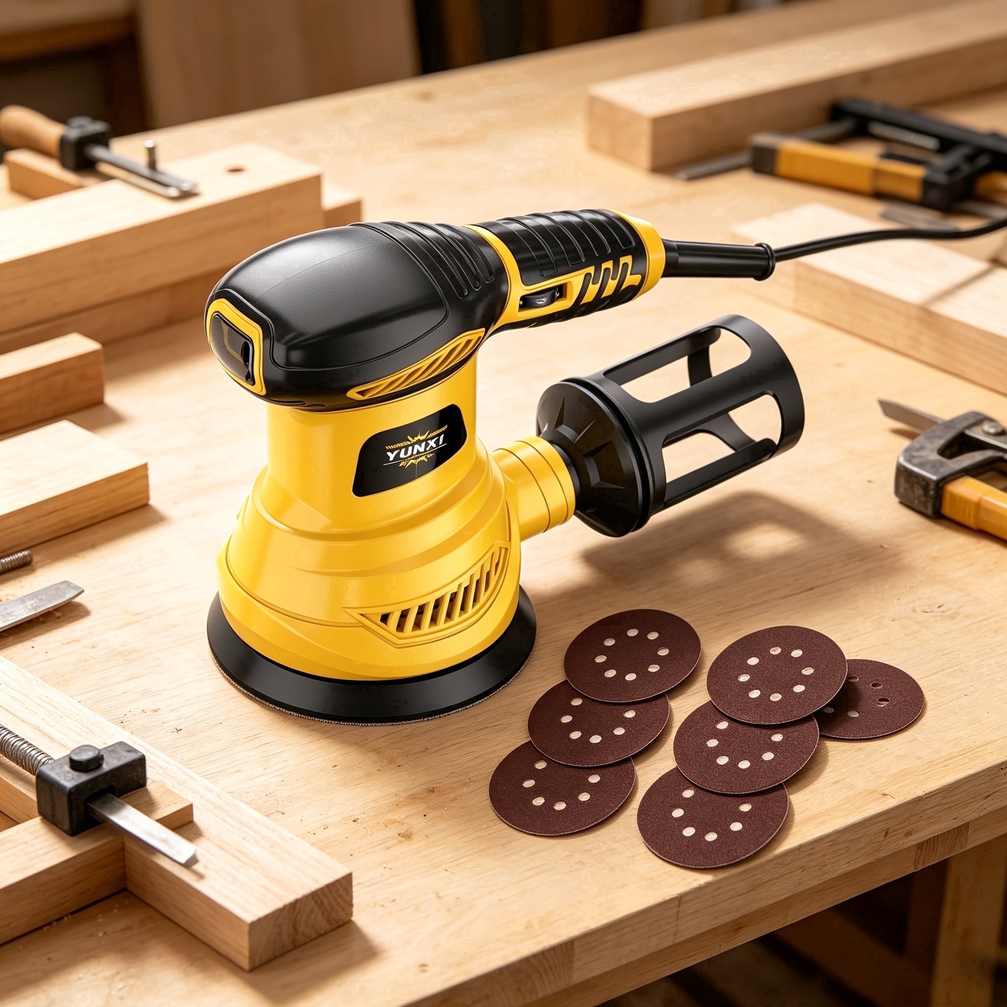 Palm Sander, Adjustable speed, Equipped with Sandpaper, Very Suitable for Polishing Wood Surfaces