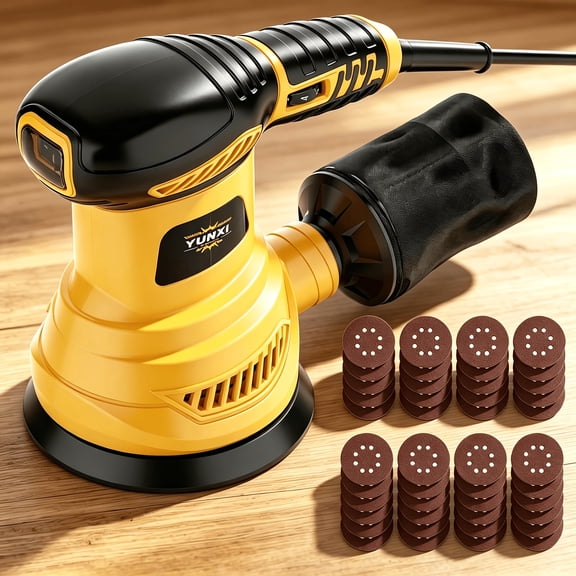 Lightweight Random Orbital Sander, Multi Speed Electric Palm Sander with Efficient Dust Collection, Sander for Wood, Metal, Wall Sanding & Paint Removal, Woodworking Tool