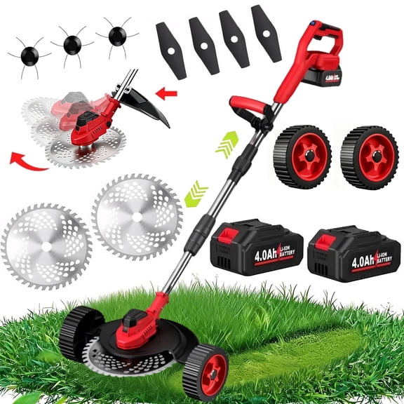 9 inch 21V Cordless Electric Weed Eater, Battery Powered Weed Wacker & Lightweight Grass Trimmer with 4.0Ah Battery and Charger for Trimming and Edging