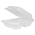 thumbnail image 1 of 9 inch 3-Compartment Hinged Containers | Tree-Less™ Compostable Molded Fiber, 1 of 3